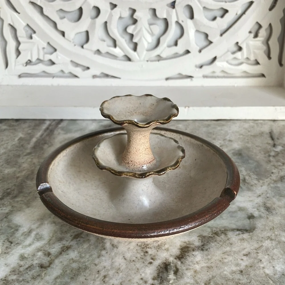 Vintage Stoneware Pottery Ash Tray/Incense Holder/Trinket Dish